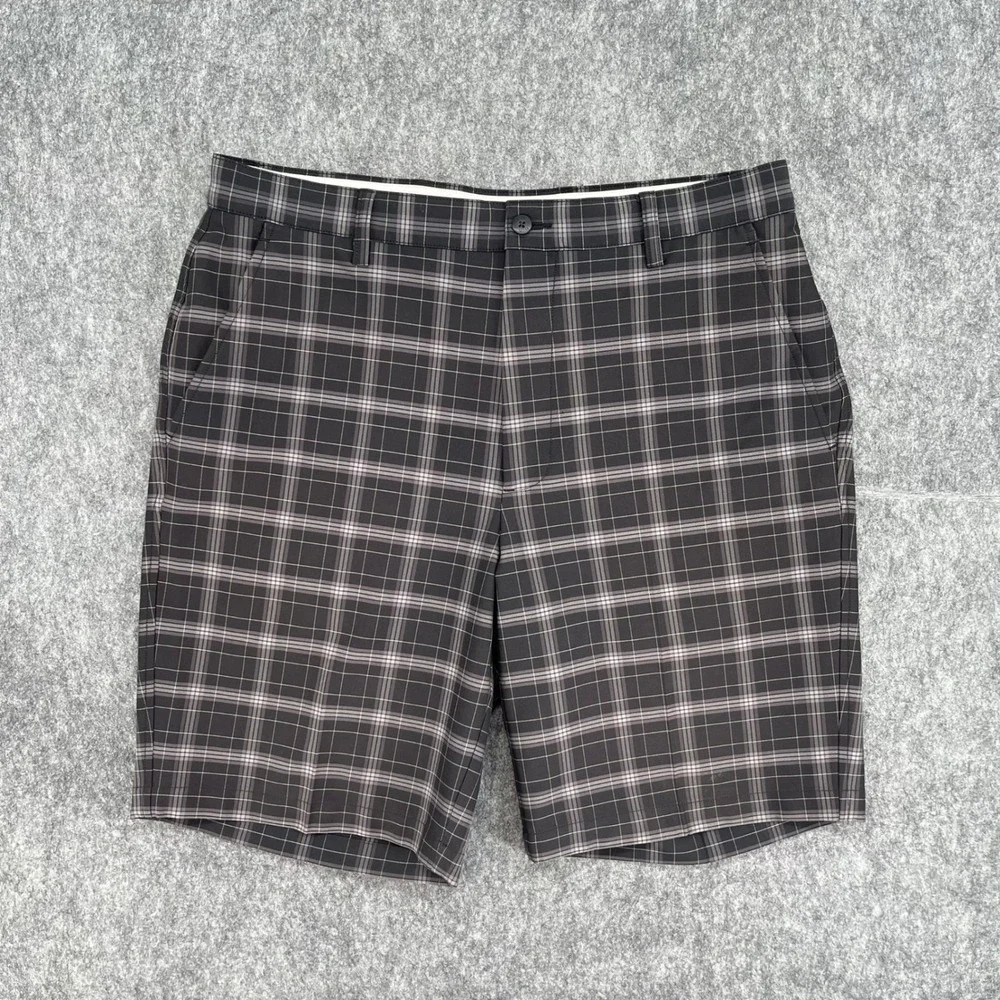 Footjoy Short Mens 34 Brown Plaid Golf Performance Flat Front FJ